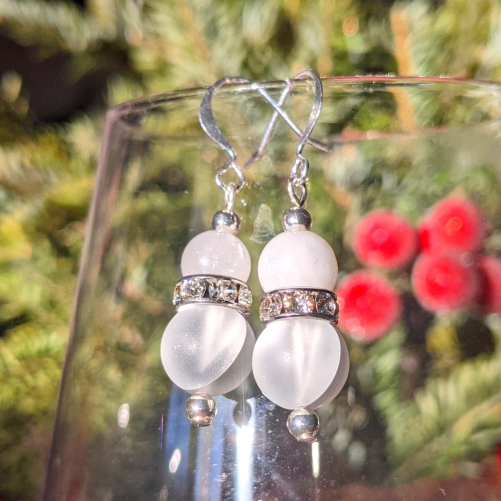Rainbow Moonstone & Coated Quartz Earrings